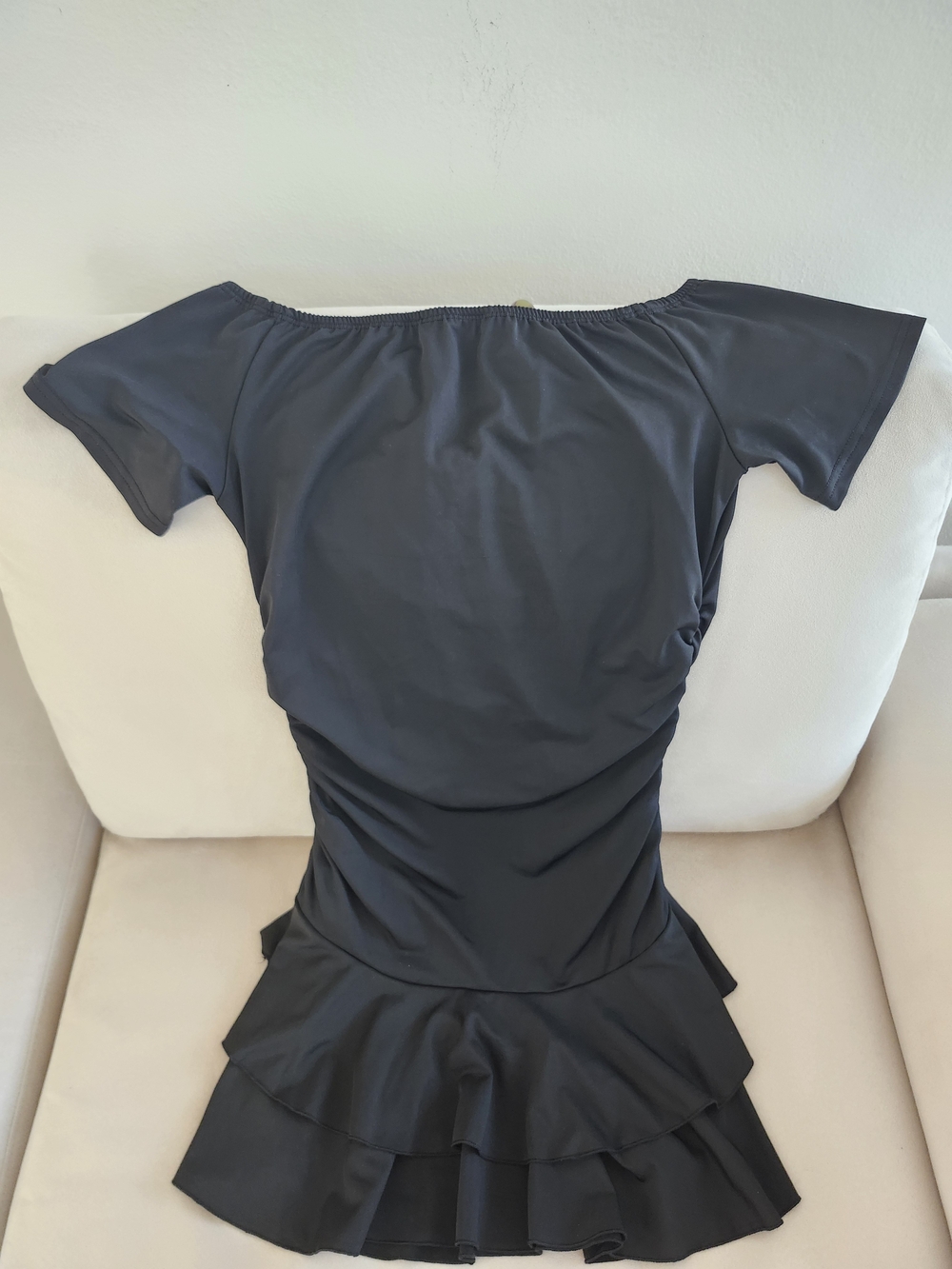 Off-Shoulder Black Ruffle Mini Dress - Picture 4 of 4